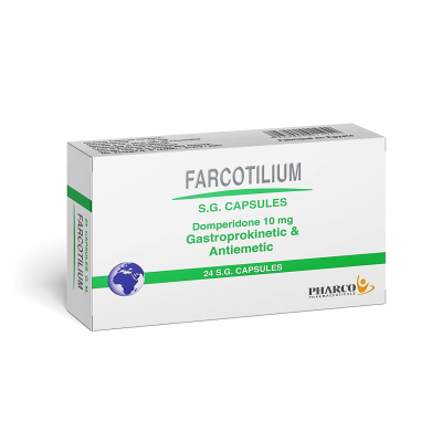 FARCOTILIUM 10 MG ( DOMPERIDONE ) 24 SOFT GELATIN CAPSULES FARCOTILIUM 10 MG ( DOMPERIDONE ) 24 SOFT GELATIN CAPSULES