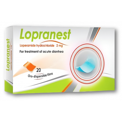 LOPRANEST 2 MG FOR TREATMENT OF ACUTE DIARRHEA ( LOPERAMIDE ) 20 ORODISPERSIBLE FILMS