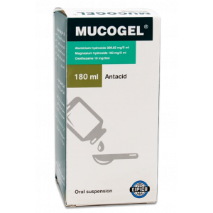 MUCOGEL ANTACID ( ALUMINIUM HYDROXIDE + MAGNESIUM HYDROXIDE + OXETHAZINE ) ORAL SUSPENSION 180 ML