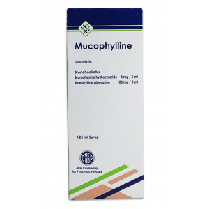 MUCOPHYLLINE ( BROMHEXINE HCL + ACEFYLLINE PIPERAZINE ) MUCOLYTIC & BRONCHODILATOR SYRUP 125 ML