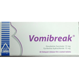 VOMIBREAK 10/10MG ( DOXYLAMINE SUCCINATE + PYRIDOXINE HCL ) 30 DELAYED REL. F.C. TABLETS