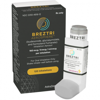 BREZTRI AEROSPHERE 160 / 9 / 4.8 MCG ( BUDESONIDE / GLYCOPYRROLATE / FORMOTEROL FUMARATE ) INHALATION AEROSOL 120 DOSES