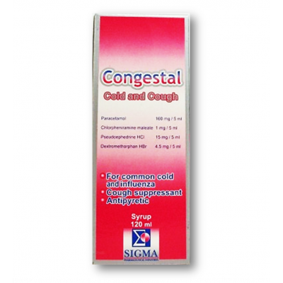 CONGESTAL FOR COMMON COLD & FLU SYRUP ( CHLORPHENIRAMINE + PARACETAMOL + PSEUDOEPHEDRINE ) 120 ML