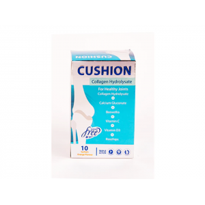 CUSHION COLLAGEN HYDROLYSATE FOR HEALTHY JOINTS ( COLLAGEN HYDROLYSATE 6GM + CALCIUM GLUCONATE 200MG + BOSWELLIA SERRATA EXT. 100MG + VIT. C 57MG + VIT. D3 10MCG ) 10 SACHETS