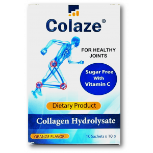 COLAZE COLLAGEN HYDROLYSATE DIETARY PRODUCT FOR HEALTHY JOINTS WITH VITAMIN C 10 ORANGE FLAVOR SACHETS