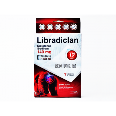 LIBRADICLAN 140 MG ( DICLOFENAC SODIUM ) 7 MEDICATED PLASTERS