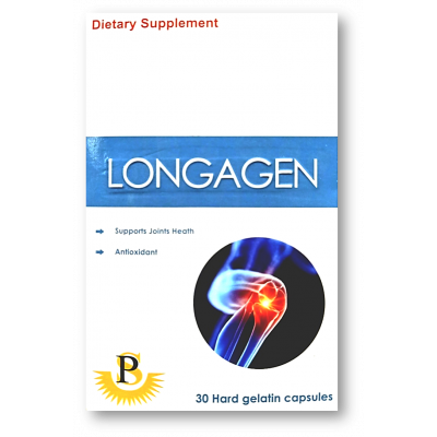 LONGAGEN DIETARY SUPPLEMENT FOR HEALTHY JOINTS ( COLLAGEN 400 MG + TURMERIC EXT. 60 MG + BLACK PEPPER EXT. 3.3 MG ) 30 CAPSULES
