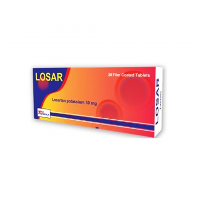 LOSAR 50 MG ( LOSARTAN POTASSIUM ) 28 FILM-COATED TABLETS