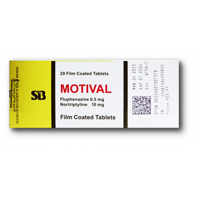 MOTIVAL ( FLUPHENAZINE 0.5 MG + NORTIPTYLINE 10 MG ) FILM-COATED 20 TABLETS