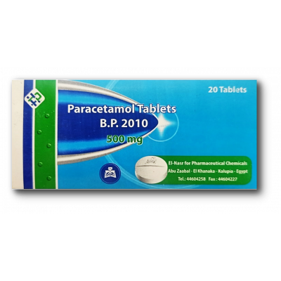 PARACETAMOL 500 MG B.P. 2010 ( PARACETAMOL - ACETAMINOPHEN ) 20 TABLETS