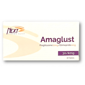 AMAGLUST 30 / 4 MG ( PIOGLITAZONE / GLIMEPIRIDE ) 30 SCORED TABLETS