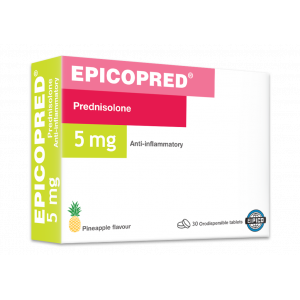 EPICOPRED 5 MG ( PREDNISOLONE ) PINEAPPLE FLAVOUR 30 ORODISPERSIBLE TABLETS