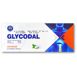 GLYCODAL ANTACID ( CALCIUM CARBONATE 420 MG + DIMETHICONE 10 MG + GLYCINE 180 MG ) 30 CHEWABLE TABLETS