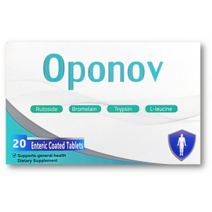 OPONOV DIETARY SUPPLEMENT ( RUTOSIDE 200 MG + BROMELAIN 180 MG + TRYPSIN 82 MG + L-LEUCINE 30 MG ) 20 ENTERIC COATED-TABLETS