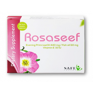 ROSASEEF DIETARY SUPPLEMENT ( EVENING PRIMROSE OIL 440 MG + FISH OIL 110 MG + VITAMIN E 10 IU ) 30 CAPSULES