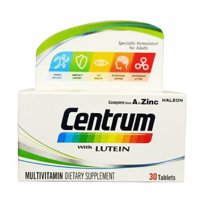 CENTRUM WITH LUTEIN COMPLETE FROM A TO ZINC MULTIVITAMIN DIETARY SUPPLEMENT 30 TABLETS
