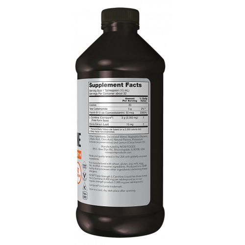 now sports liquid l carnitine NOW SPORTS TRIPLE STRENGTH L-CARNITINE 3000 MG ENERGY SUPPORT DIETARY SUPPLEMENT 473 ML LIQUID