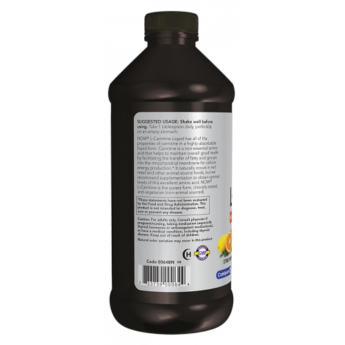 NOW SPORTS TRIPLE STRENGTH L-CARNITINE 3000 MG ENERGY SUPPORT DIETARY SUPPLEMENT 473 ML LIQUID