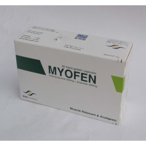 MYOFEN ( Ibuprofen + chlorozoxazone ) 30 hard gelatin capsules