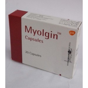 Myolgin 250/300 mg ( paracetamol + chloroxazone ) 20 capsules 