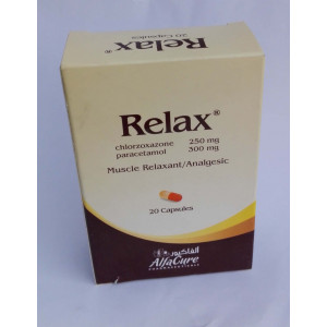 Relax ( paracetamol + chlorzoxazone ) 20 capsules