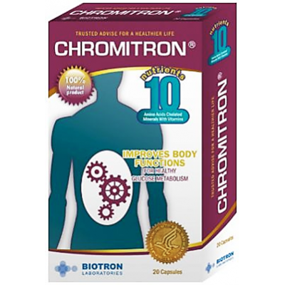 Chromitron The Insulin Sensitizer ( Chromium 35 mcg + L Cysteine 100 mg + L Glyceine 100 mg + L Glutamic Acid 100 mg + Vit B 3 16 mg + Vit B 7 30 mcg + Citrus Bioflavonoids 100 mg + Vit E 18.15 IU + Vit A 3000 IU +  Vit C 60 mg ) 30 capsules