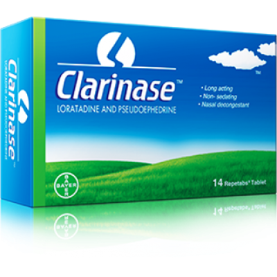 Clarinase ™ Repetabs 5 mg / 120 mg ( Loratadine / Pseudoephedrine sulfate ) 14 repetabs