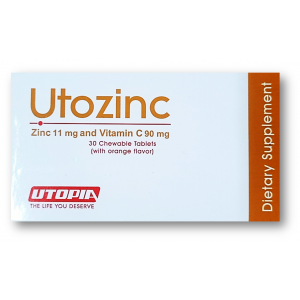 UTOZINC Chewable Tablets ( Vitamin C 90 mg + Zinc 11 mg ) 30 chewable tablets