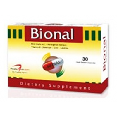 Bional ( Silymarin + Astragalus Root Extract + Zinc + Selenium + Vit C + Lecithin Powder ) 30 hard gelatin capsules 