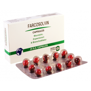FARCOSOLVIN ( AMBROXOL + GUAIFENSIN + THEOPHYLLINE ) 24 CAPSULES 