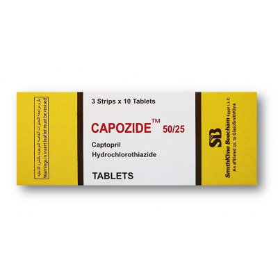 CAPOZIDE 50 / 25 MG ( CAPTOPRIL + HYDROCHLOROTHIAZIDE ) 30 TABLETS