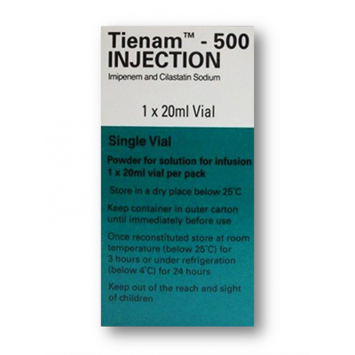 TIENAM 500 mg / 500 mg Injection ( Imipenem / Cilastatin ) IV Vial 