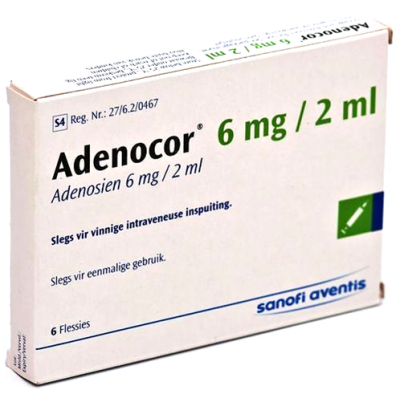 Adenocor 6 mg / 2 ml ( adenosine ) 3 mg / ml Solution for injection 6 vials