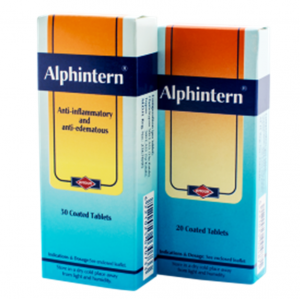 Alphintern tablets ( chemotrypsin 300 mg + trypsin 300 mg ) 30 film-coated tablets 