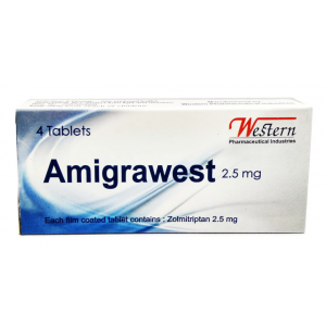 Amigrawest 2.5 mg ( Zolmitriptan ) 4 film-coated tablets