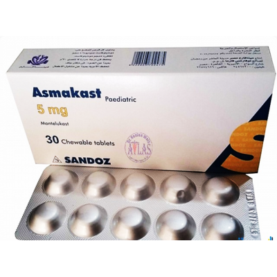 Asmakast 5 mg Pediatric ( Montelukast ) 30 chewable tablets 