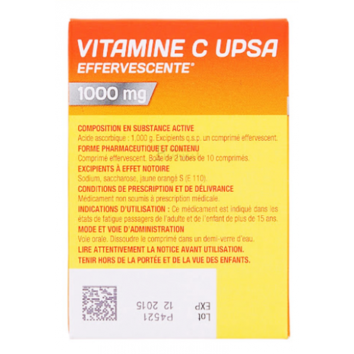 Vitamin C Upsa Effervescent 1000 Mg 10 Effervescent Tablets