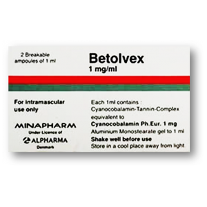 Betolvex ® 1 mg / ml ( Cyanocobalamin ) 2 intramascular ampoules