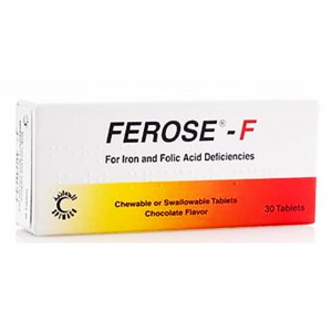 FEROSE - F ( Iron III 100 mg ( hydroxide polymaltose complex ) + Folic acid 350 mcg ) 30 chewable tablets