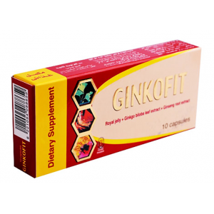 GINKOFIT ( Royal jelly + Ginseng root extract + Ginkgo biloba ) 10 Hard Gelatin Capsules