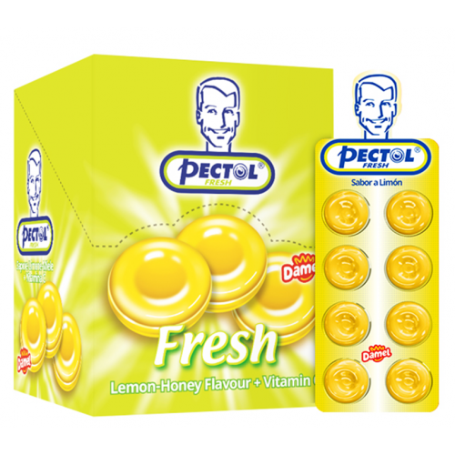 thumbnail image 2 of Pectol Fresh Eucalyptus Flavor Candy Pastilles With Vitamin C – Full Box Of 24 Packs 2 of 6
