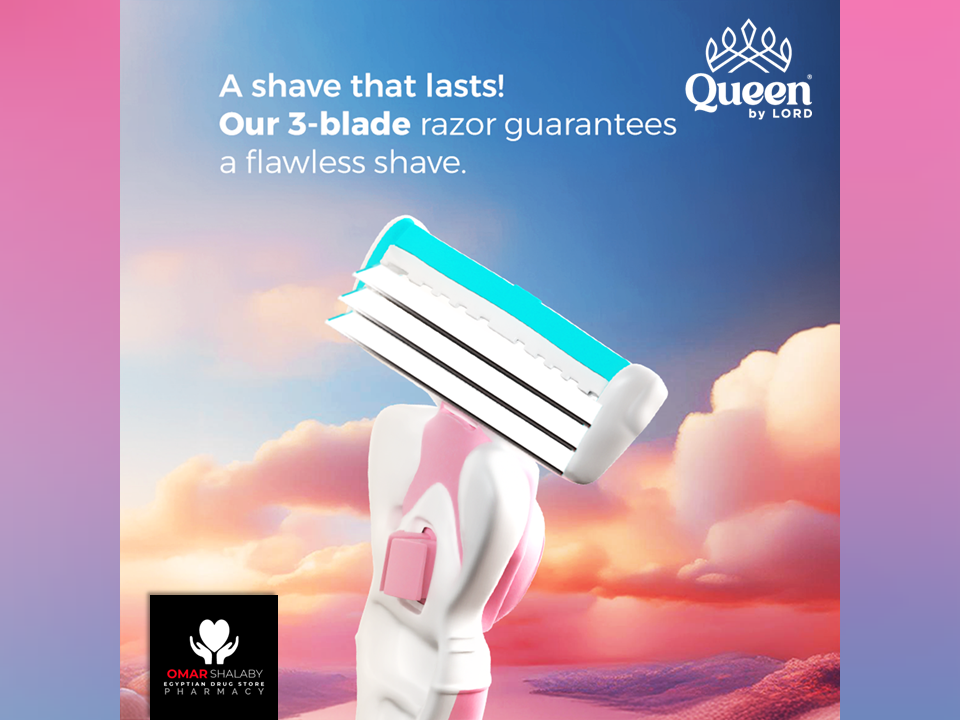 QUEEN SHAVING SYSTEM RAZOR HANDLE + 5 REFILLS TRIPLE BLADE FOR WOMEN